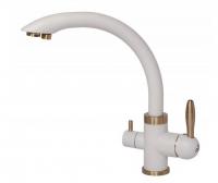 Смеситель для кухни Paulmark (Паульмарк) Essen Es213001-431-BR, матовый белый/бронза