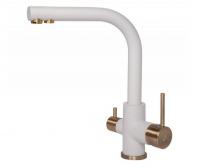 Смеситель для кухни Paulmark (Паульмарк) Essen Es213011-431-BR, матовый белый/бронза