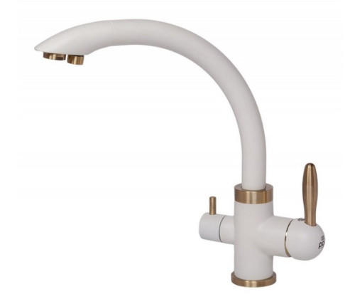Смеситель для кухни Paulmark (Паульмарк) Essen Es213001-431-BR, матовый белый/бронза