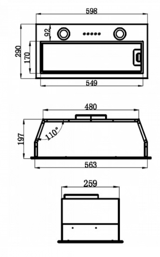 Встраиваемая вытяжка MAUNFELD (Маунфилд) THAMES 601M черный
