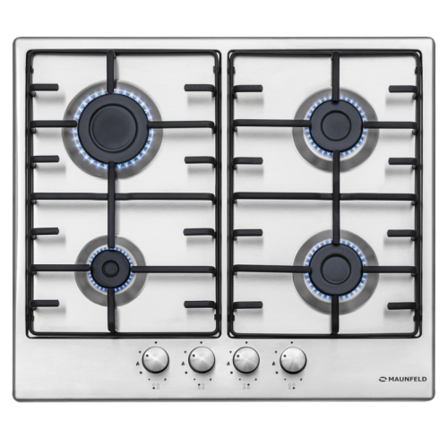 Газовая варочная панель MAUNFELD (Маунфилд) EGHS.64.3ES/G нержавеющая сталь + ВИДЕО