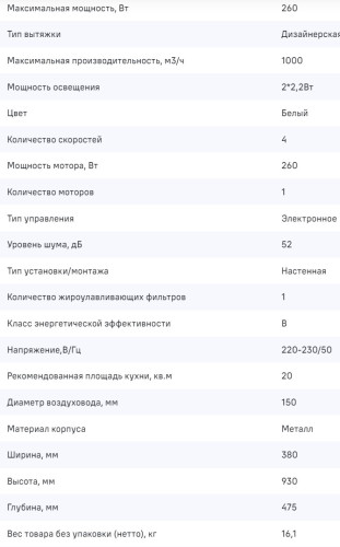 Вытяжка MAUNFELD (Маунфилд) LEE WALL (C) 39 WHITE