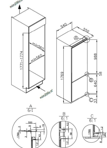 Встаиваемый холодильник HOMSair (ХОМСэйр) FB177SW