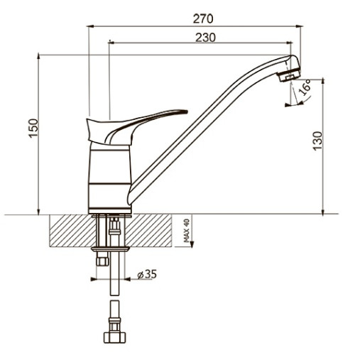 Смеситель FL-01 Гамма,цвет черный