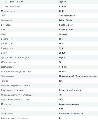 Электрический духовой шкаф Delvento (Делвенто) V6EB16001