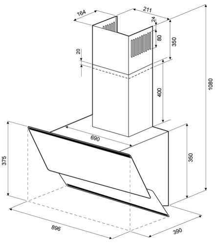 Вытяжка Krona (Крона) IRIDA 900 black sensor