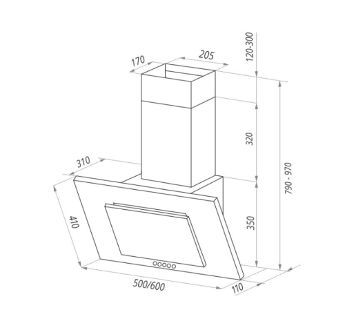 Вытяжка MAUNFELD (Маунфилд) TOWER 50 (C) нержавейка