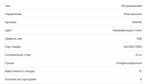 Встраиваемая посудомоечная машина HOMSair (ХОМСэйр) DW64E
