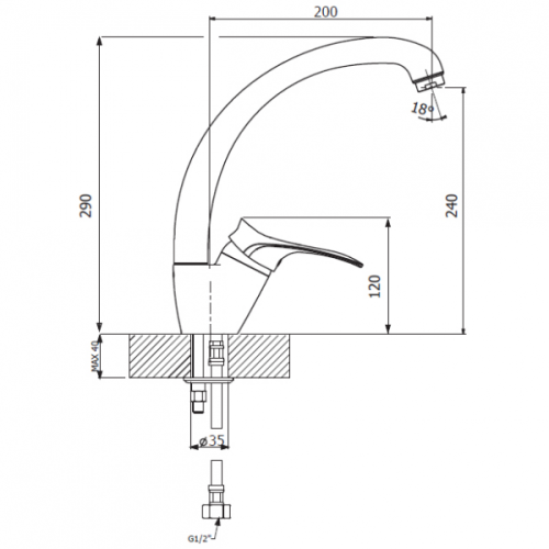 Смеситель для кухни Dr.Gans DG-03, терра