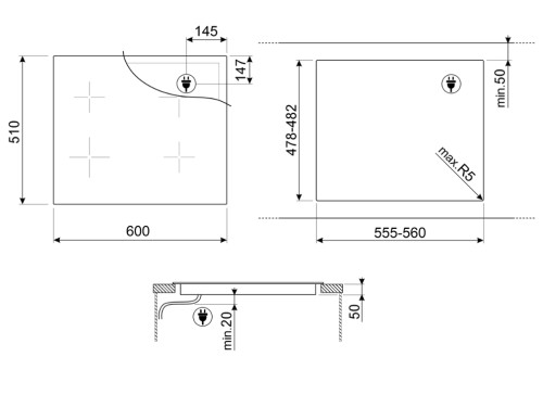 Индукционная варочная панель Smeg (Смег) SIM1644D