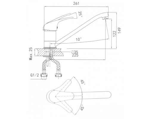 Смеситель для кухни Granula GR-1023 wh, арктик