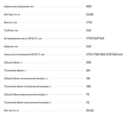 Встраиваемый холодильник Krona (Крона) BALFRIN