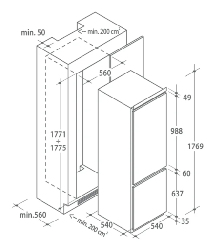 Встраиваемый холодильник Candy (Канди) CKBBS 172 FT