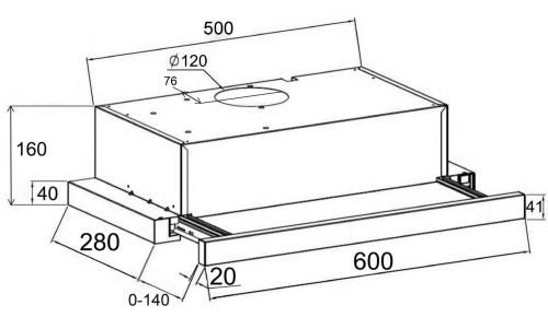 Встраиваемая вытяжка Lex (Лекс) HUBBLE 600 BLACK