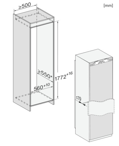 Встаиваемая морозильная камера Miele (Мили) FNS 7770 E