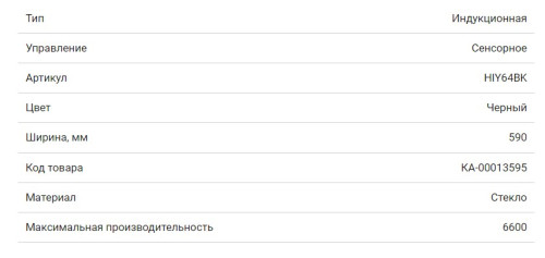 Индукционная варочная панель HOMSair (ХОМСэйр) HIY64BK