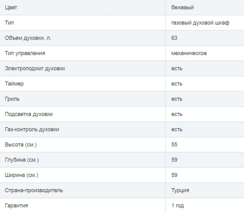 Газовый духовой шкаф RICCI (Риччи) RGO-611BG