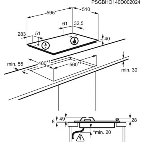 Газовая варочная панель Electrolux (Электролюкс) EGS6436WW