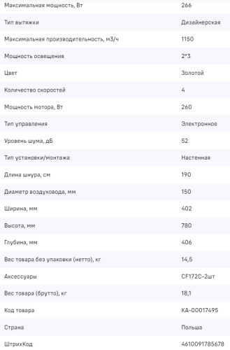 Вытяжка MAUNFELD (Маунфилд) Bath 402 золотой