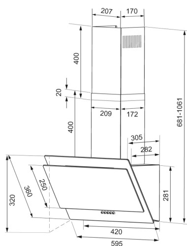 Вытяжка Krona (Крона) VENERA 600 black S