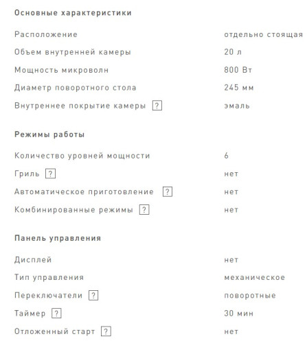 Микроволновая печь VEKTA (Векта) MS820FHW