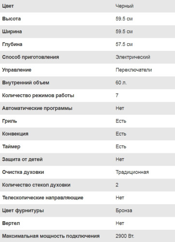 Электрический духовой шкаф Lex (Лекс) EDM 6070 C BL