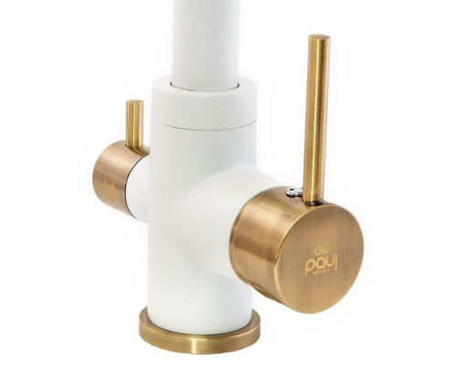 Смеситель для кухни Paulmark (Паульмарк) Essen Es213011-431-BR, матовый белый/бронза