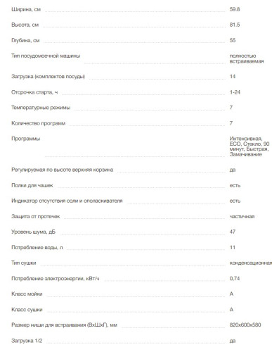 Встраиваемая посудомоечная машина MONSHER (Моншер) MD 6003