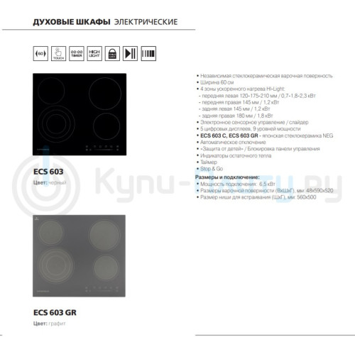 Электрическая варочная панель Kuppersberg (Купперсберг) ECS 603