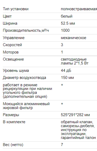 Встраиваемая вытяжка EXITEQ (Экзитег) EX-1176 white