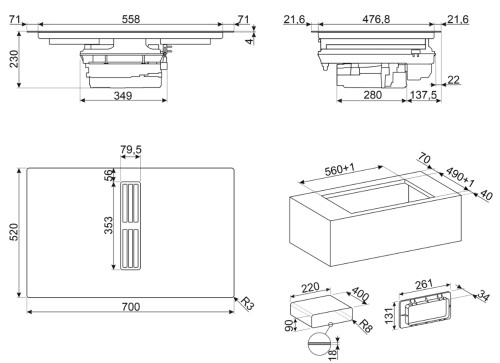 Индукционная варочная панель Smeg (Смег) HOBD472D2