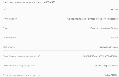 Электрическая варочная панель VARD (Вард) VHC6464X