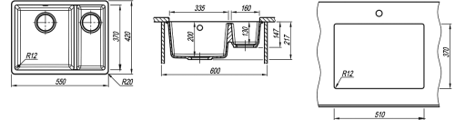 Кухонная мойка Florentina (Флорентина) Вега-335/160, капучино