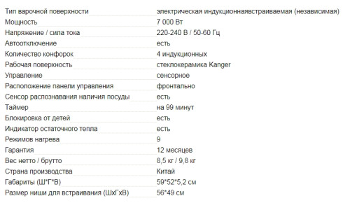 Индукционная варочная панель AVEX (Авекс) i-M 6040 B