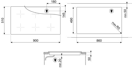 Индукционная варочная панель Smeg (Смег) SIM3964MB