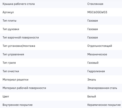 Газовая плита MAUNFELD (Маунфилд) MGC60GEW03