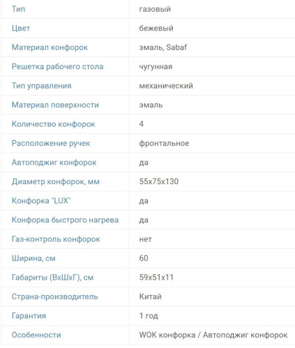 Газовая варочная панель RICCI (Риччи) HBS4501R