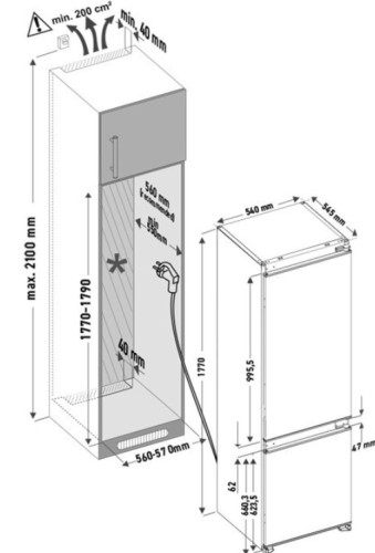 Встраиваемый холодильник Krona (Крона) BRISTEN KRFR102 FNF