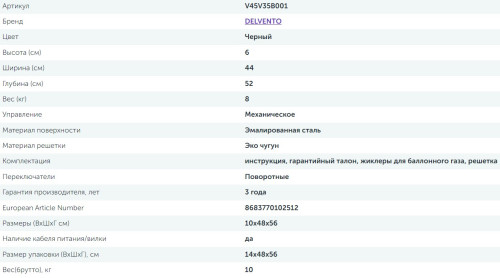 Газовая варочная панель Delvento (Делвенто) V45V35B001