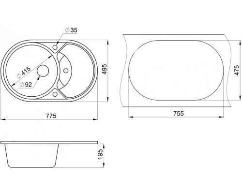 Кухонная мойка Granula (Гранула) GR-7801 шварц