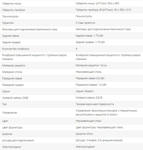 Газовая варочная панель Midea (Мидея) MG696TX