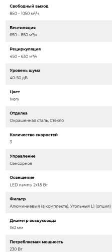 Вытяжка Lex (Лекс) FURIA 900 IVORY