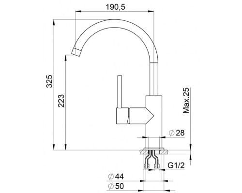 Смеситель для кухни Granula GR-2056 gr, графит