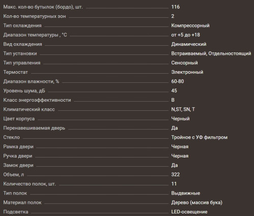 Винный шкаф Meyvel (Мейвел) MV116-KBT2