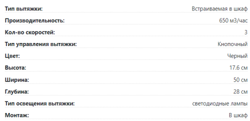 Встраиваемая вытяжка Lex (Лекс) HUBBLE 500 BLACK