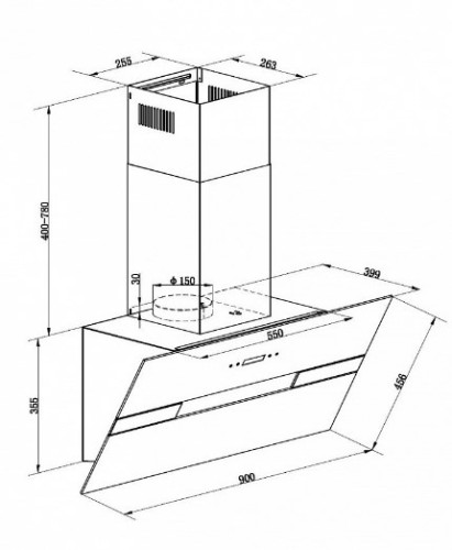 Вытяжка MAUNFELD (Маунфилд) Mersey 90 нержавеющая сталь/белое стекло