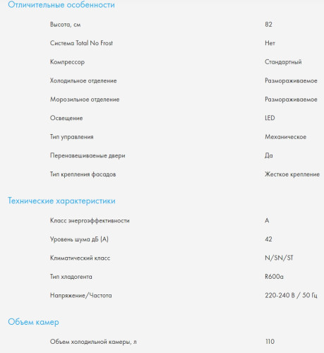 Встаиваемый холодильник Haier (Хайер) HUL110RU