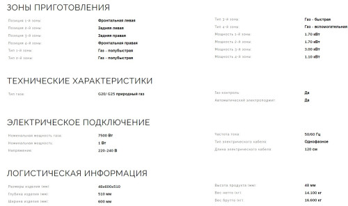 Газовая варочная панель Smeg (Смег) PV164S2