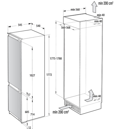 Встраиваемый холодильник Gorenje (Горенье) NRKI517142