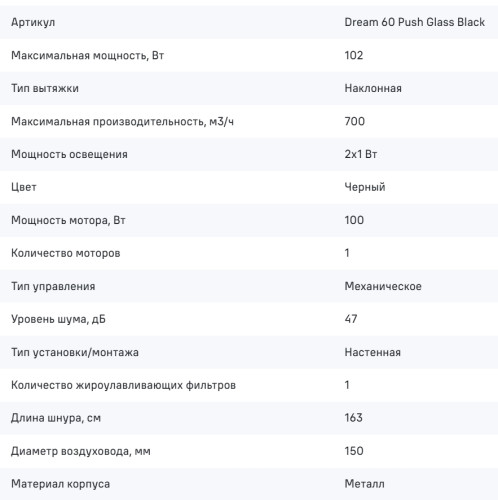Вытяжка MAUNFELD (Маунфилд) Dream 60 Push Glass черный